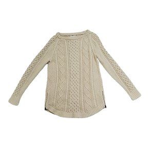 L.L. Bean Women's Signature Cotton Fisherman Tunic Cable Knit Sweater Size S